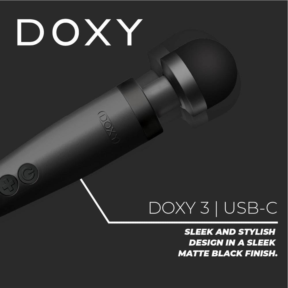 Doxy 3 USB-C Powered Wand Massager Black | Massage Wand Vibrator | Doxy | Bodyjoys