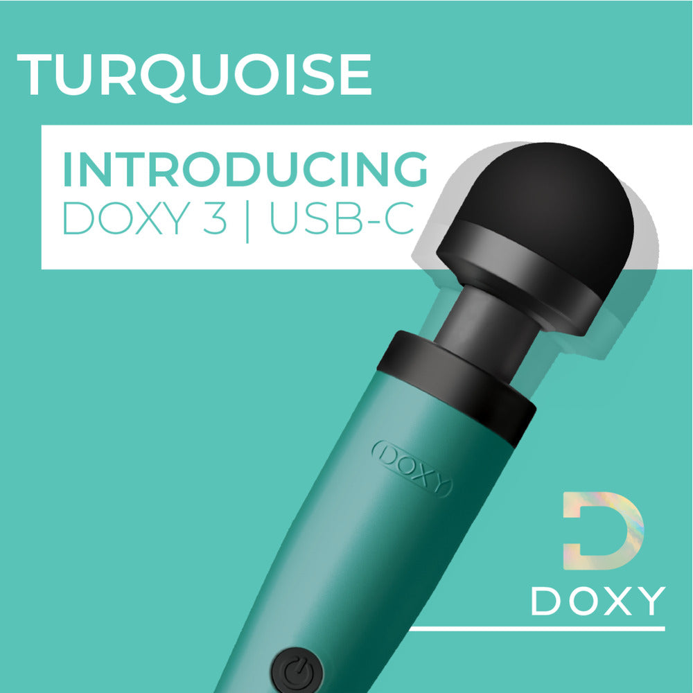 Doxy 3 USB-C Powered Wand Massager Turquoise | Massage Wand Vibrator | Doxy | Bodyjoys