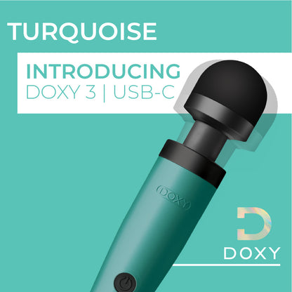 Doxy 3 USB-C Powered Wand Massager Turquoise | Massage Wand Vibrator | Doxy | Bodyjoys