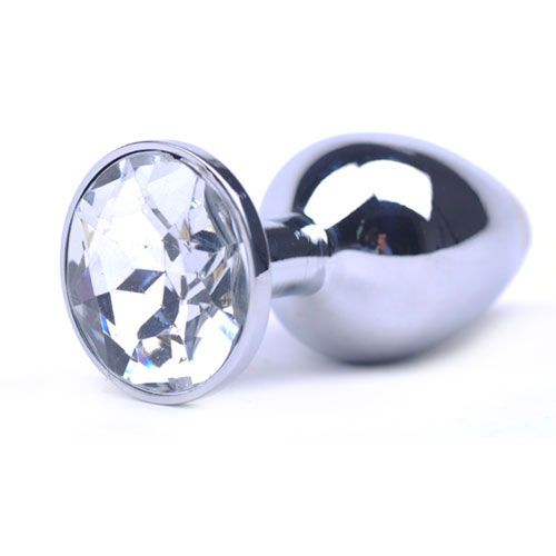 Metal Anal Plug With Clear Crystal Large | Jewelled Butt Plug | Various brands | Bodyjoys