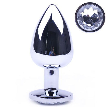 Metal Anal Plug With Clear Crystal Large | Jewelled Butt Plug | Various brands | Bodyjoys
