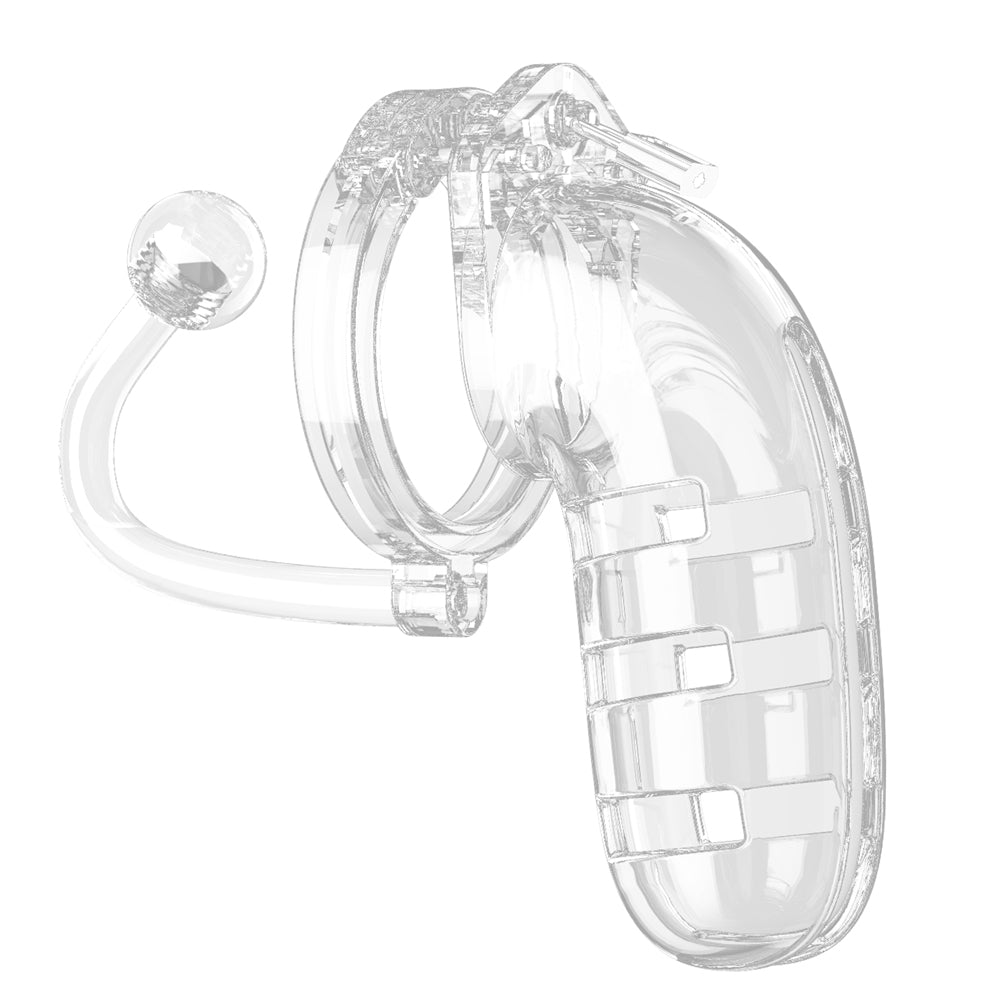 Man Cage 12 Male 5.5 Inch Clear Chastity Cage With Anal Plug | Chastity Cage | Shots Toys | Bodyjoys