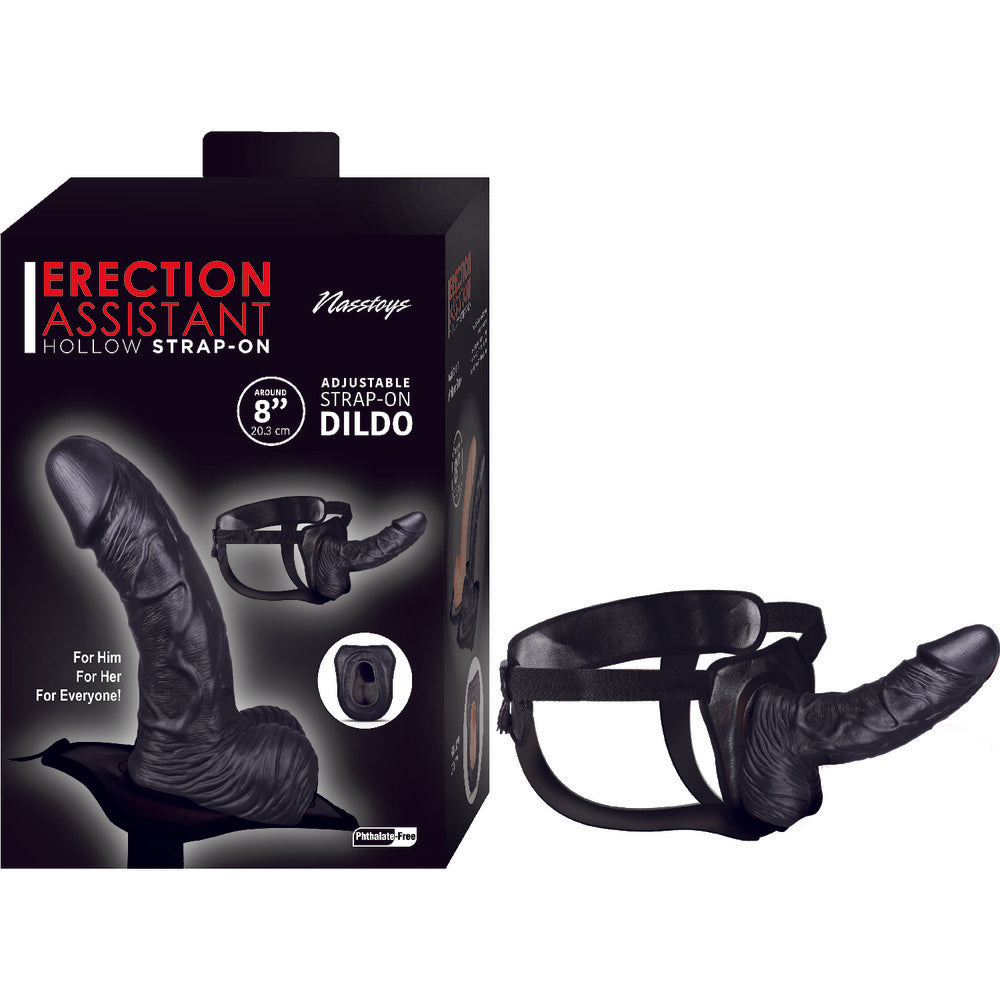 Erection Assistant Hollow Strap-On 8 Inch Black | Hollow Strap-On | Nasstoys | Bodyjoys