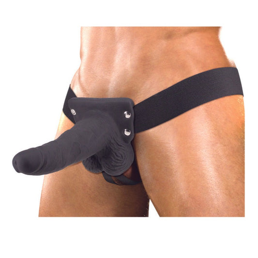 Erection Assistant Hollow Vibrating Strap-On 6 Inch Black | Hollow Strap-On | Nasstoys | Bodyjoys