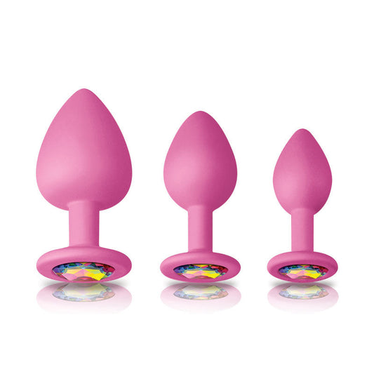 Glams Spades Anal Trainer Kit Pink 3 Pieces | Jewelled Butt Plug | NS Novelties | Bodyjoys