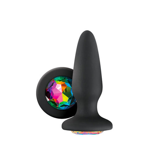 Glams Silicone Rainbow Gem Butt Plug Black | Jewelled Butt Plug | NS Novelties | Bodyjoys