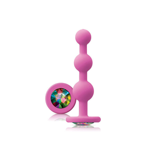Glams Ripple Rainbow Gem Anal Plug Pink | Anal Beads | NS Novelties | Bodyjoys