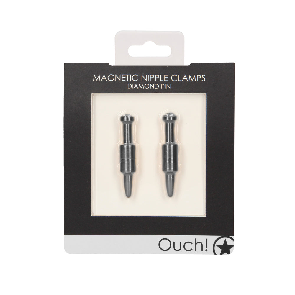 Ouch Magnetic Nipple Clamps Diamond Pin Grey | Nipple Clamps | Shots Toys | Bodyjoys