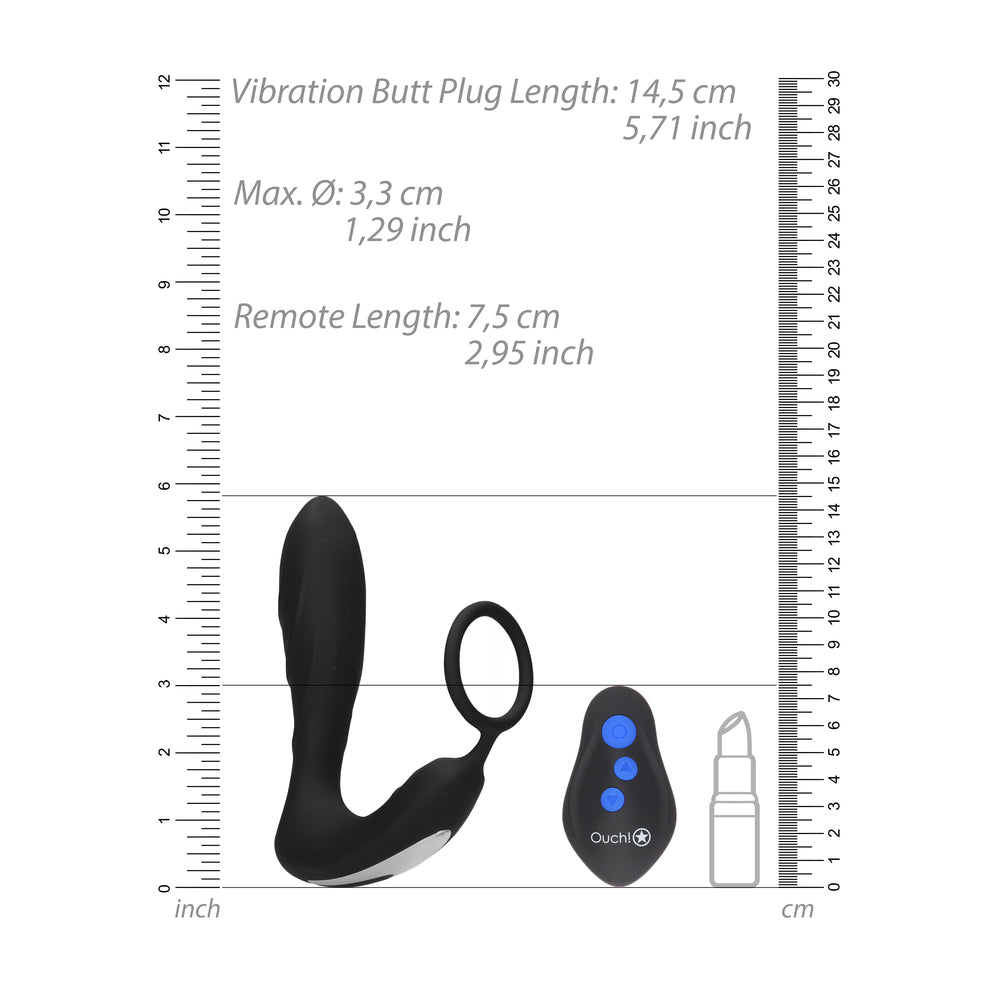 Ouch E Stimulation And Vibration Butt Plug And Cock Ring | Anal Cock Ring | Shots Toys | Bodyjoys