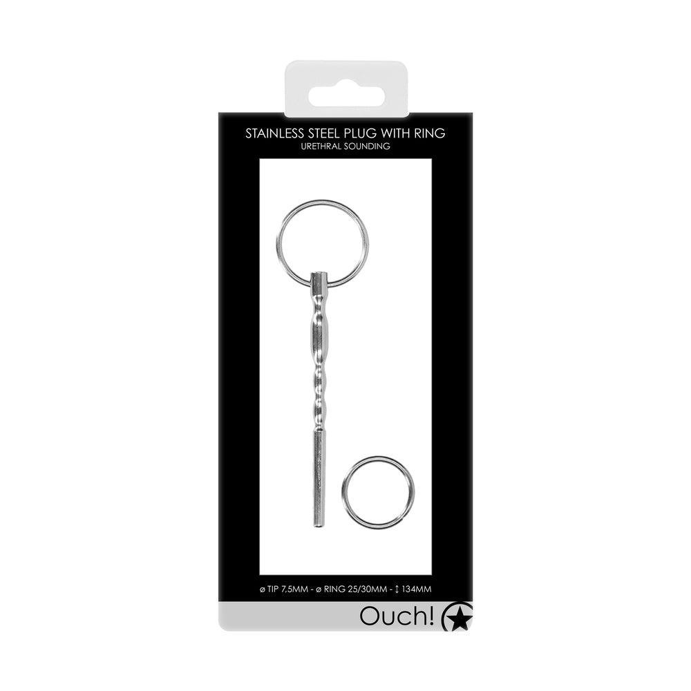 Ouch Stainless Steel Plug With Ring | Urethral Sound | Shots Toys | Bodyjoys
