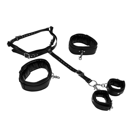 Body Harness With Thigh and Hand Cuffs S To XL | Wrist & Ankle Restraint | Shots Toys | Bodyjoys