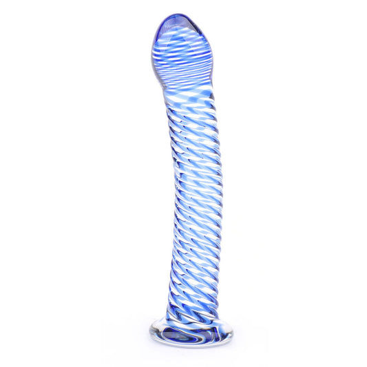 Glass Dildo With Blue Spiral Design | Glass Dildo | Various brands | Bodyjoys