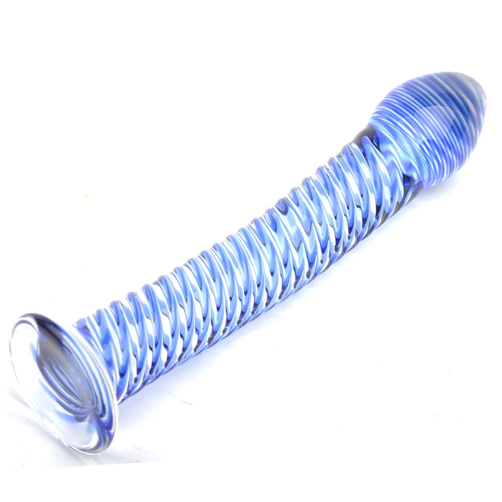 Glass Dildo With Blue Spiral Design | Glass Dildo | Various brands | Bodyjoys