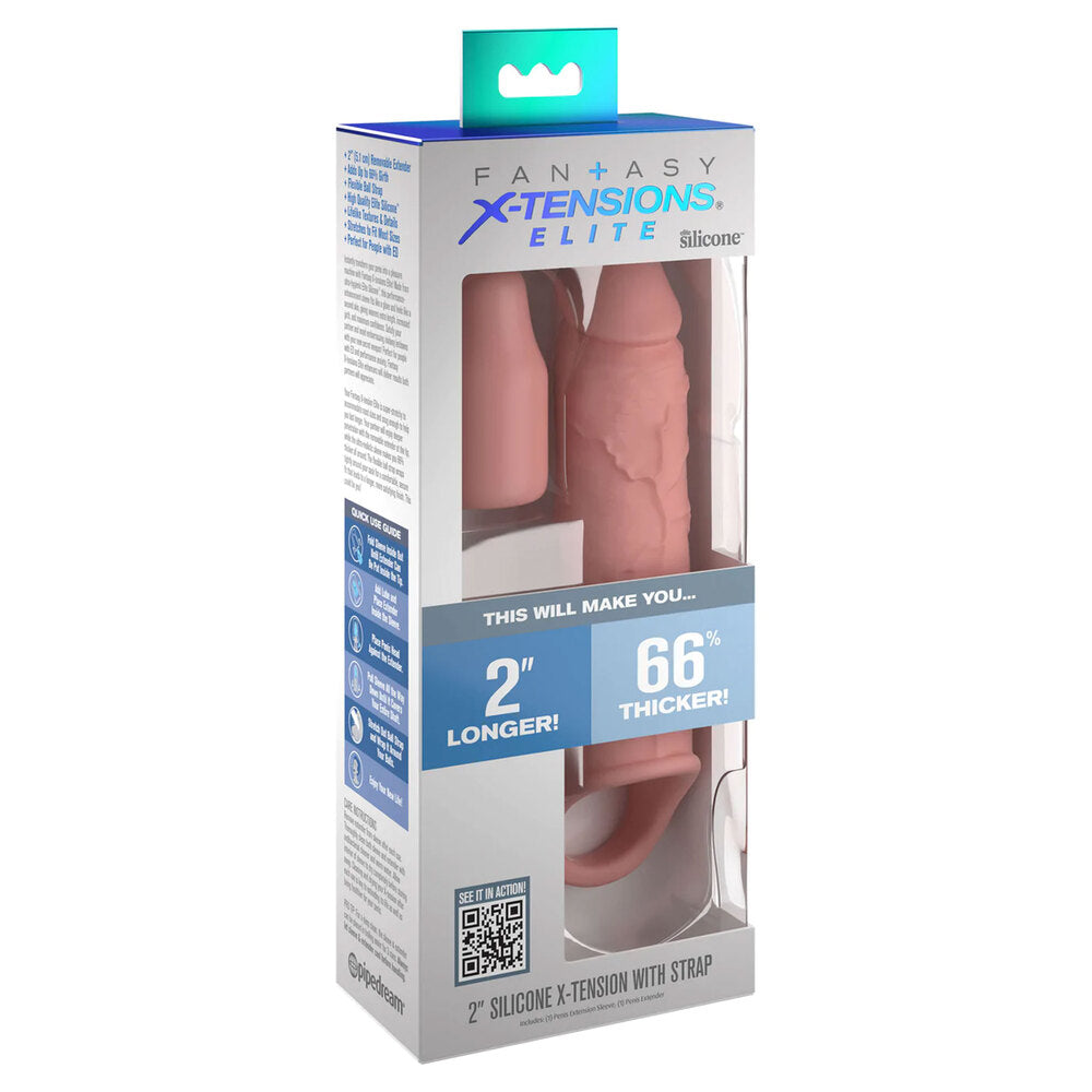 X-Tensions Elite 2 Inch Penis Extender With Strap Flesh Pink | Penis Sheath | Pipedream | Bodyjoys