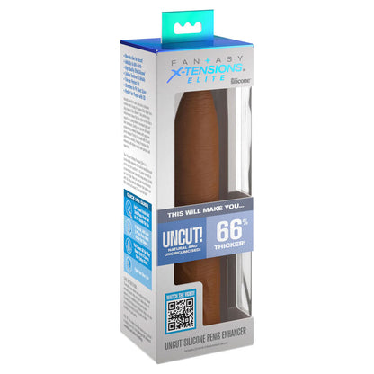 X-Tensions Elite 7 Inch Uncut Silicone Penis Enhancer Flesh Brown | Penis Sheath | Pipedream | Bodyjoys