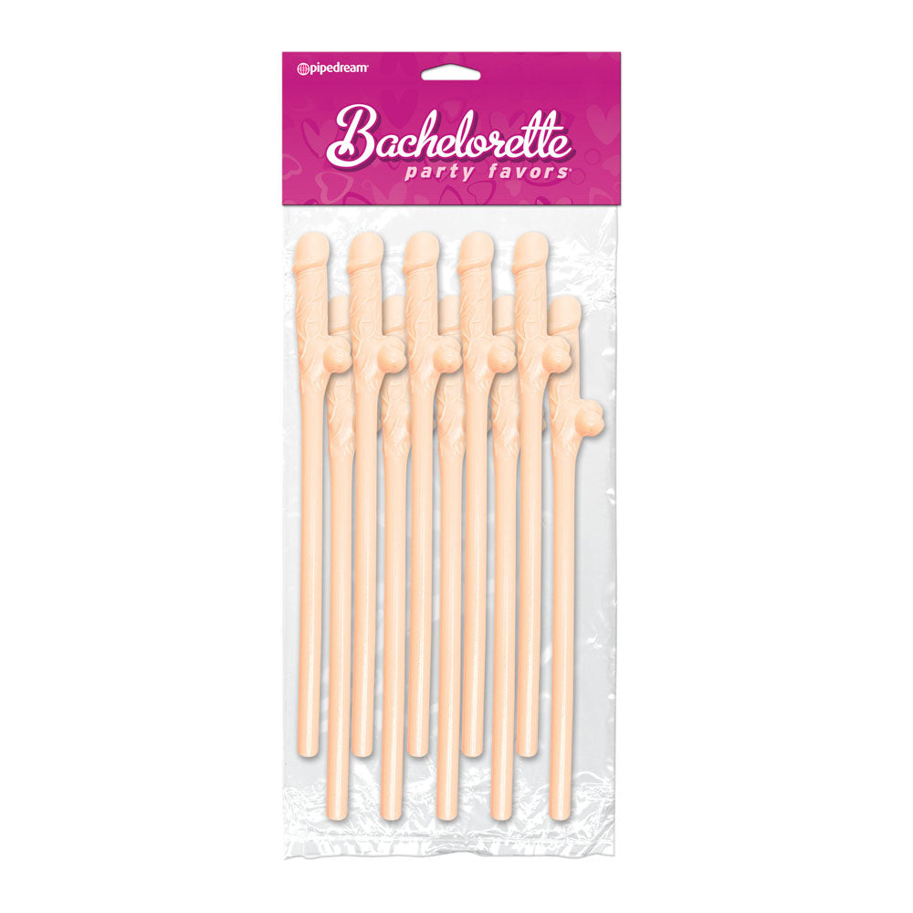 Bachelorette Party Favours Pecker Straws Flesh 10 Pack | Novelty Toy | Pipedream | Bodyjoys