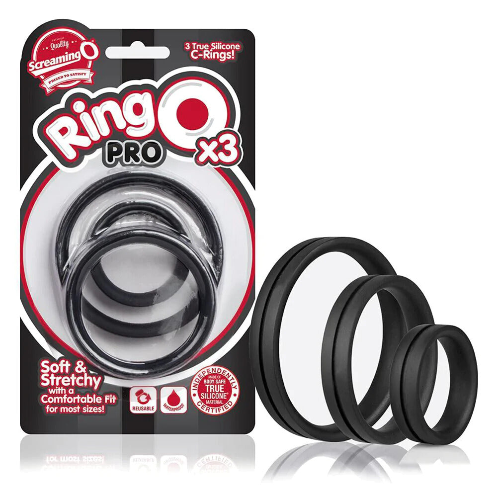 Screaming O Ring O Pro Cock Ring Set Black 3 Pieces | Cock Ring Set | Screaming O | Bodyjoys