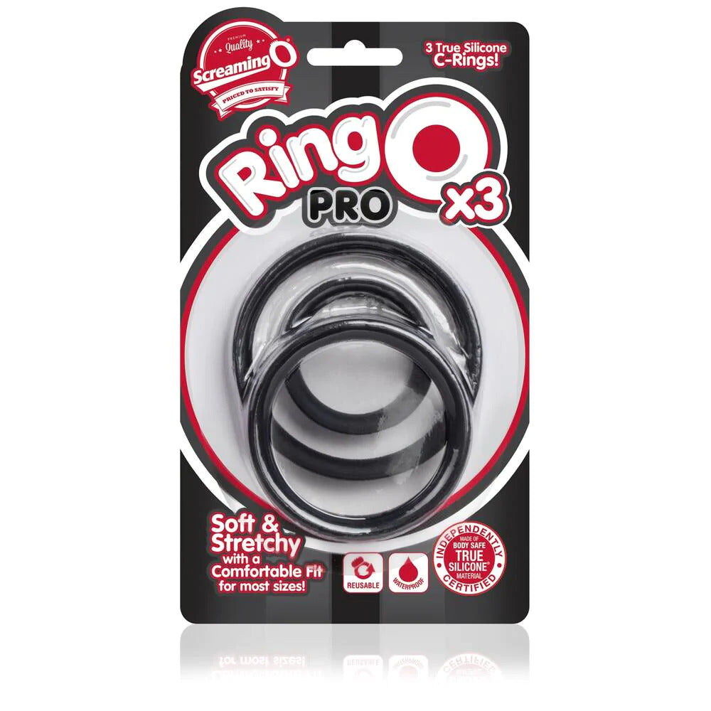 Screaming O Ring O Pro Cock Ring Set Black 3 Pieces | Cock Ring Set | Screaming O | Bodyjoys