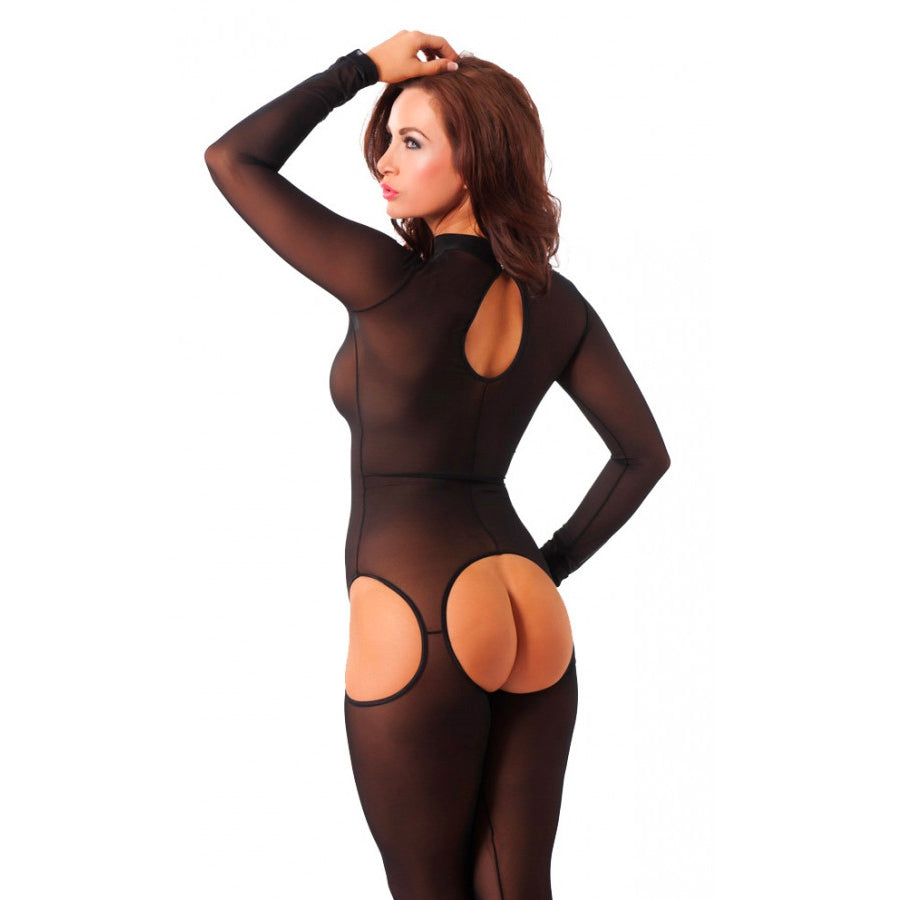 Sensual Black Open Crotch Catsuit | Bodystockings | Rimba | Bodyjoys
