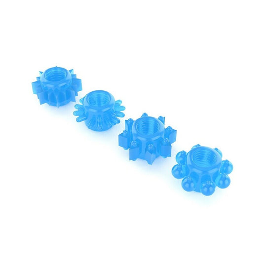 Lovetoy Lumino Play Glow-In-The-Dark Cock Ring Set Blue 4 Pieces | Cock Ring Set | Lovetoy | Bodyjoys