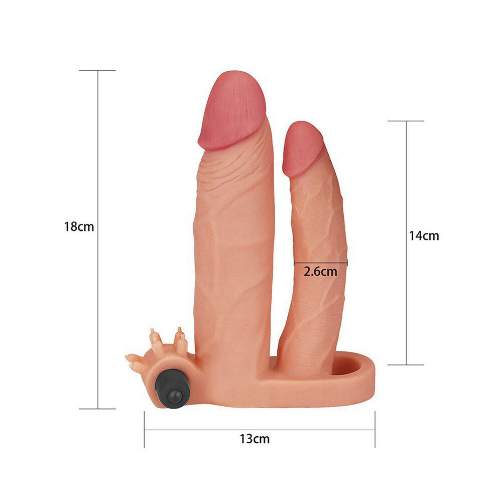 Lovetoy 1 Inch Vibrating Double Pleasure Extender | Penis Sheath | Lovetoy | Bodyjoys