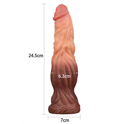 Lovetoy 9.5 Inch Dual Layered Silicone Cock Flesh Brown | Fantasy Dildo | Lovetoy | Bodyjoys