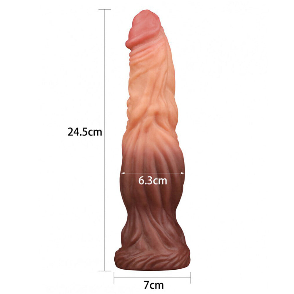 Lovetoy 9.5 Inch Dual Layered Silicone Cock Flesh Brown | Giant Dildo | Lovetoy | Bodyjoys