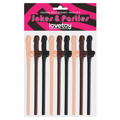 Lovetoy Willy Straws Black Brown And Pink 9 Pack | Novelty Toy | Lovetoy | Bodyjoys