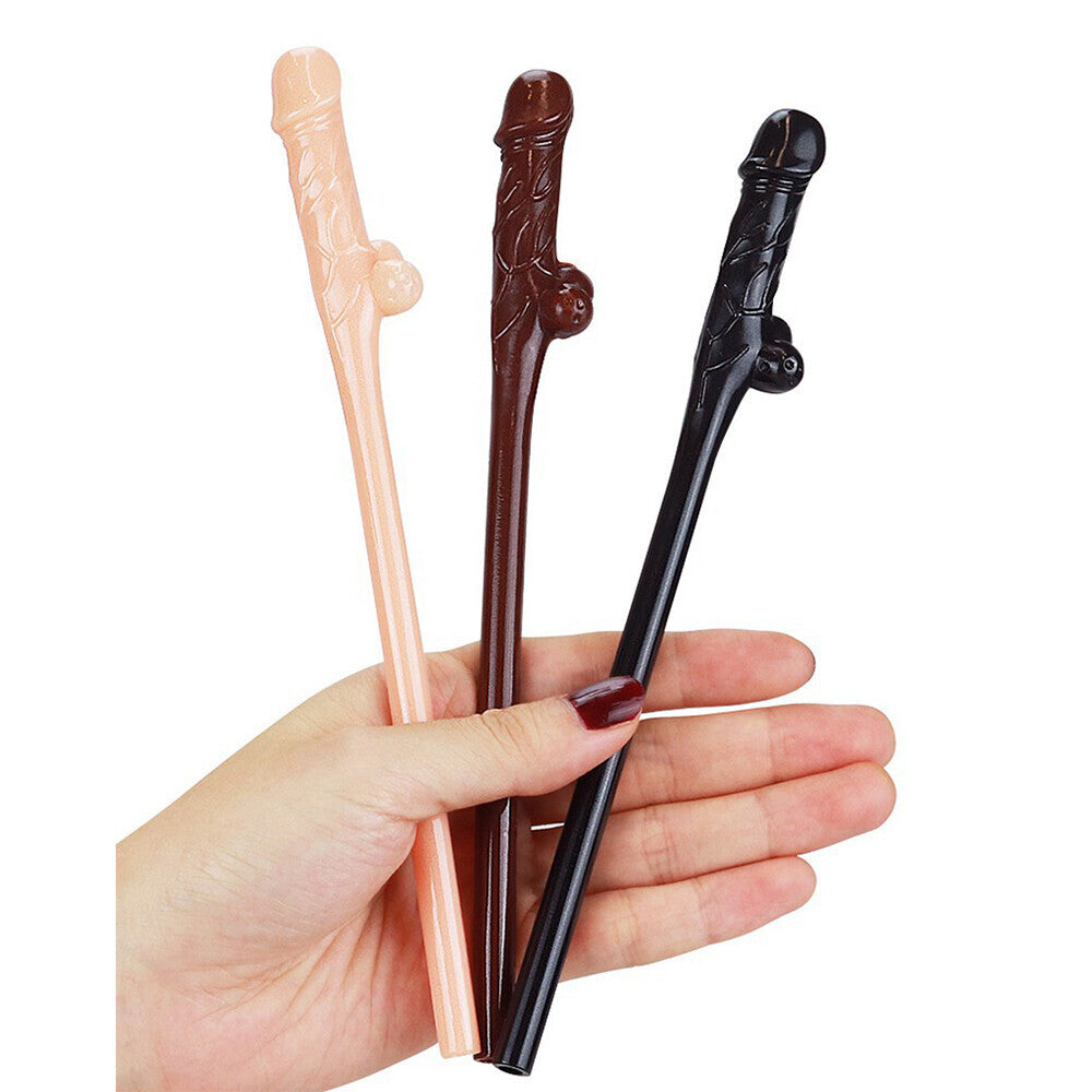 Lovetoy Willy Straws Black Brown And Pink 9 Pack | Novelty Toy | Lovetoy | Bodyjoys