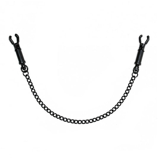 Black Metal Adjustable Nipple Clamps With Chain | Nipple Clamps | Rimba | Bodyjoys