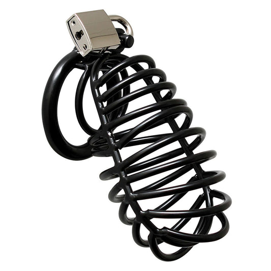 Metal Male Chastity Device With Padlock Black | Chastity Cage | Rimba | Bodyjoys