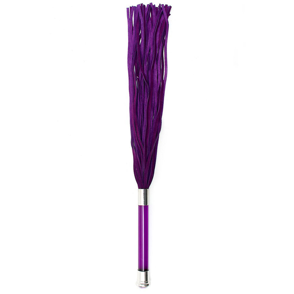 Suede Flogger With Glass Handle And Crystal Purple | Bondage Flogger | Rimba | Bodyjoys