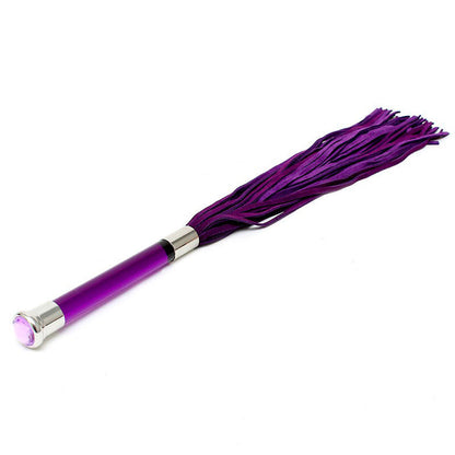 Suede Flogger With Glass Handle And Crystal Purple | Bondage Flogger | Rimba | Bodyjoys