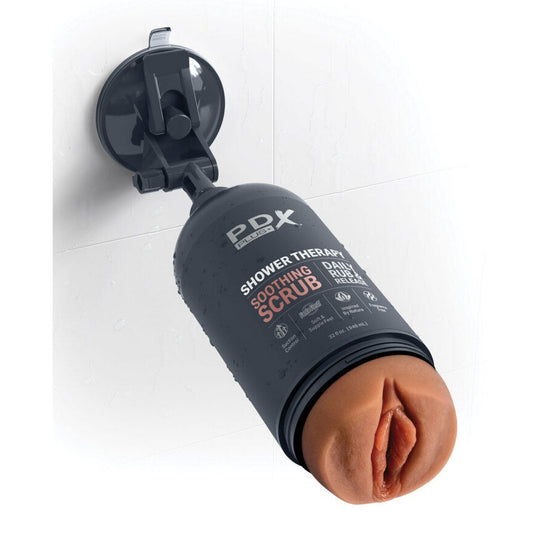PDX Plus Shower Therapy Soothing Scrub Masturbator Tan | Male Masturbator | Pipedream | Bodyjoys