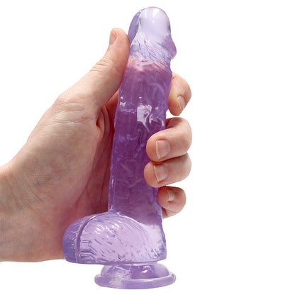 RealRock 6 Inch Realistic Crystal Clear Dildo Purple | Realistic Dildo | Shots Toys | Bodyjoys