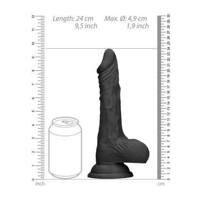 RealRock 9 Inch Dong With Testicles Black | Large Dildo | Shots Toys | Bodyjoys