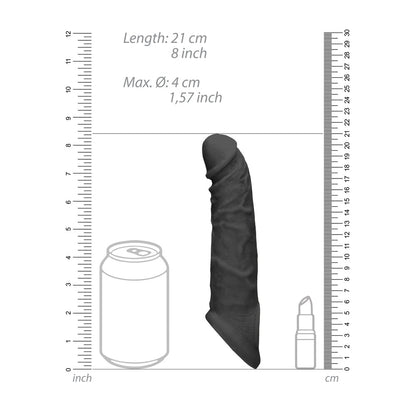 RealRock 8 Inch Penis Sleeve Black | Penis Sheath | Shots Toys | Bodyjoys