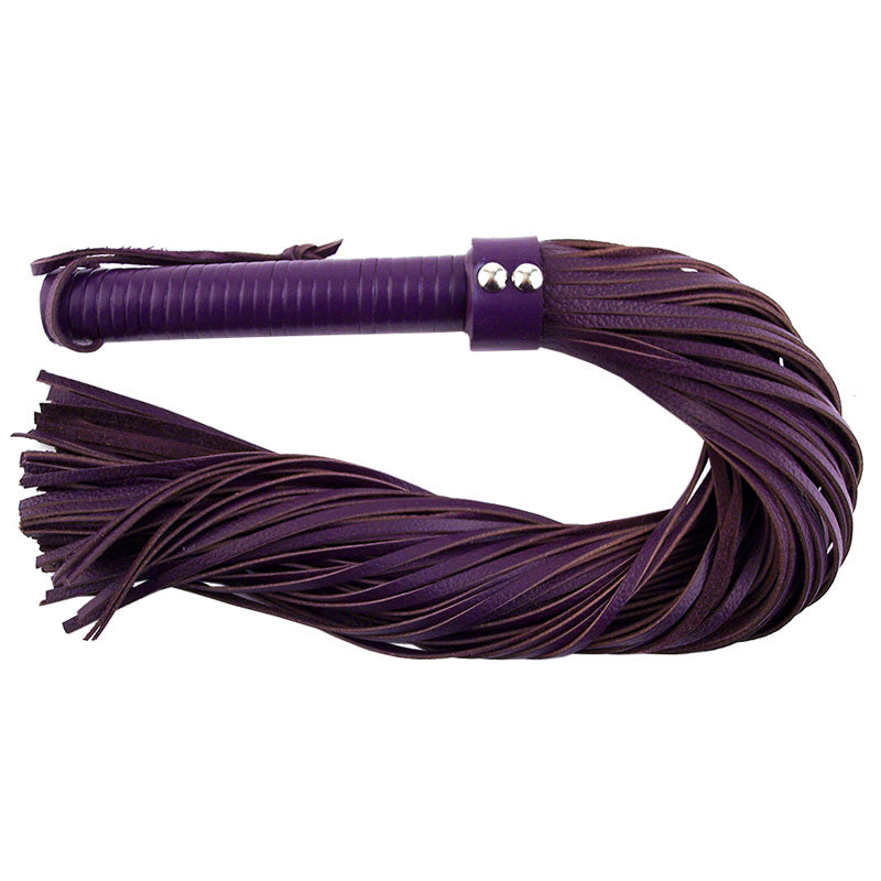 Rouge Garments Large Purple Leather Flogger | Bondage Flogger | Rouge | Bodyjoys