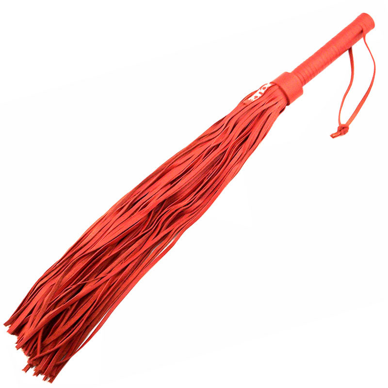 Rouge Garments Large Red Leather Flogger | Bondage Flogger | Rouge | Bodyjoys