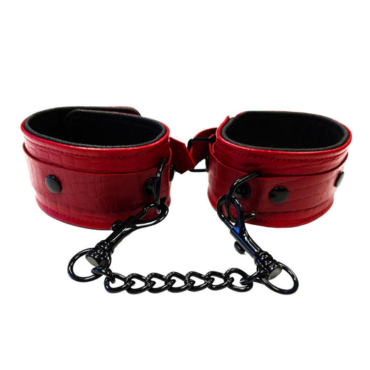 Rouge Garments Leather Croc Print Ankle Cuffs | Wrist & Ankle Restraint | Rouge | Bodyjoys
