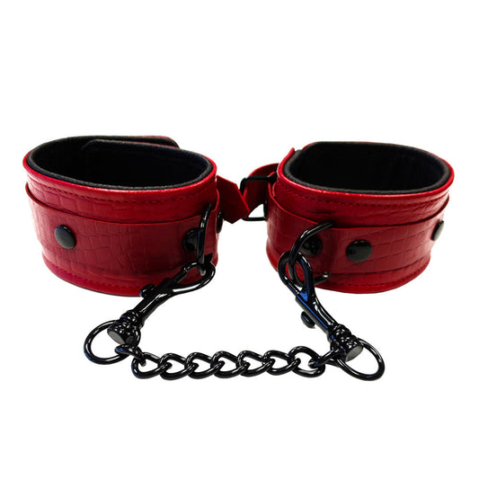 Rouge Garments Leather Croc Print Wrist Cuffs | Wrist & Ankle Restraint | Rouge | Bodyjoys