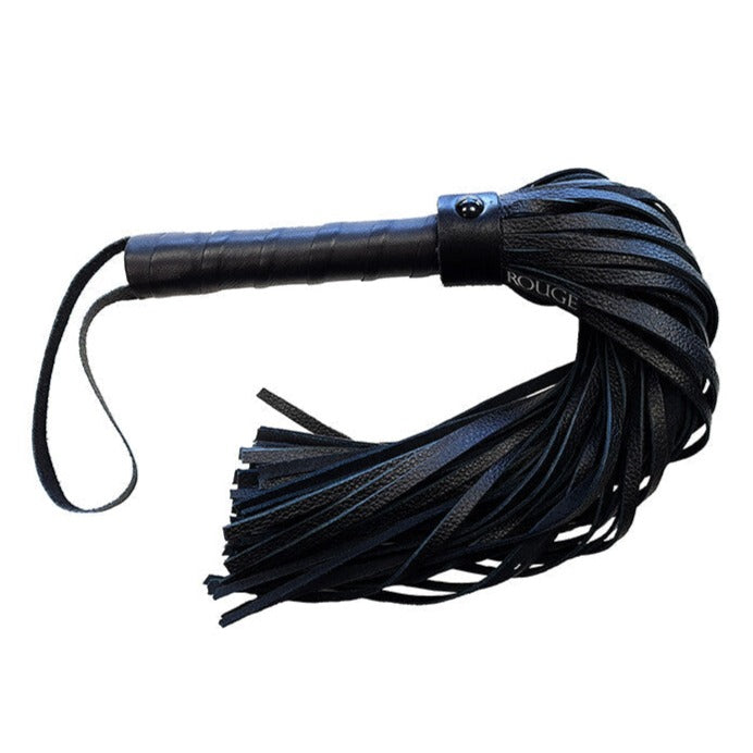 Rouge Garments Plain Leather Flogger Black | Bondage Flogger | Rouge | Bodyjoys