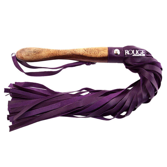 Rouge Garments Wooden Handled Purple Leather Flogger | Bondage Flogger | Rouge | Bodyjoys