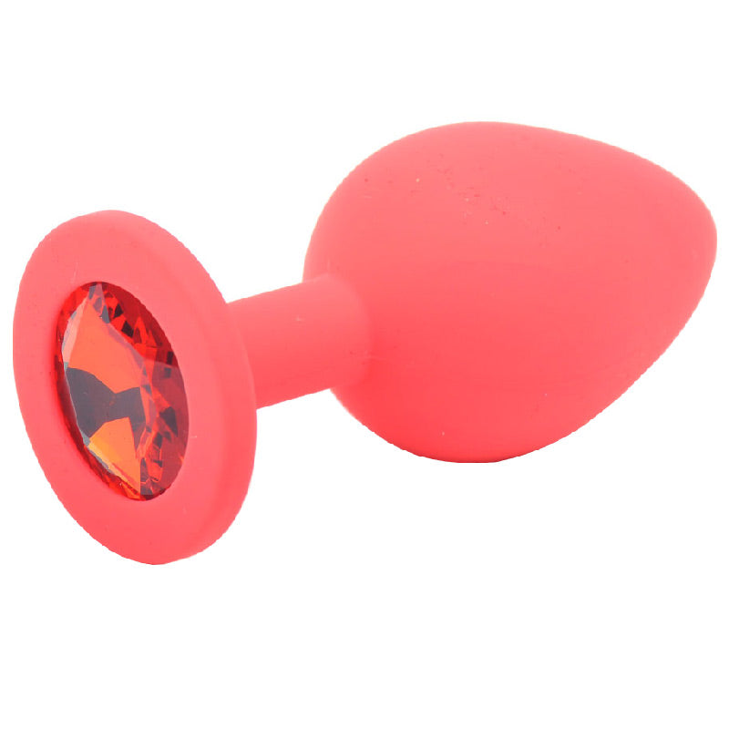 Jewelled Silicone Butt Plug Red Medium | Jewelled Butt Plug | Various brands | Bodyjoys