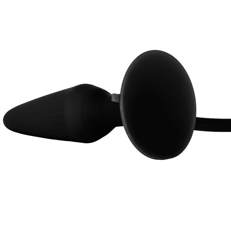 Booty Call Pumper Silicone Inflatable Anal Plug Medium Black | Inflatable Butt Plug | CalExotics | Bodyjoys