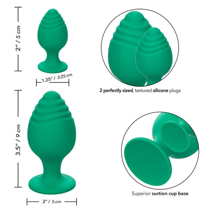 Cheeky Butt Plug Duo Green | Butt Plug Set | CalExotics | Bodyjoys