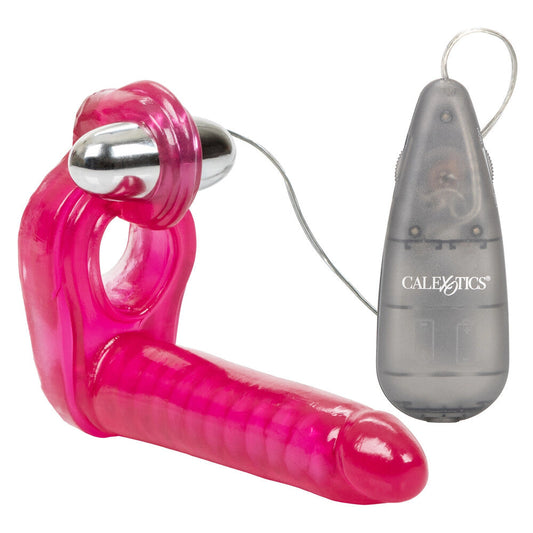 Ultimate Triple Stimulator Vibrating Cock Ring With Dong | Double Strap-On | CalExotics | Bodyjoys