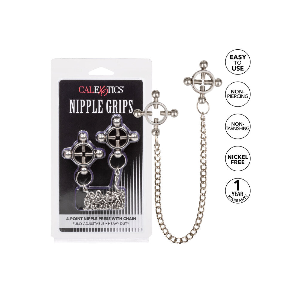 Nipple Grips 4-Point Nipple Press With Chain | Nipple Clamps | CalExotics | Bodyjoys