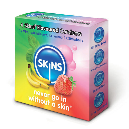Skins Condoms Flavoured 4 Pack | Flavoured Condom | Skins | Bodyjoys