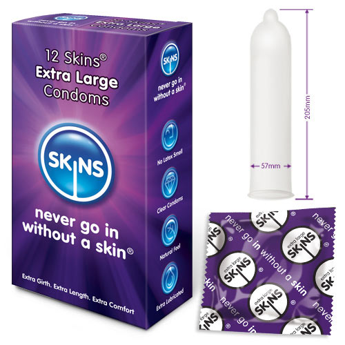 Skins Condoms Extra Large 12 Pack | Extra Large Condom | Skins | Bodyjoys